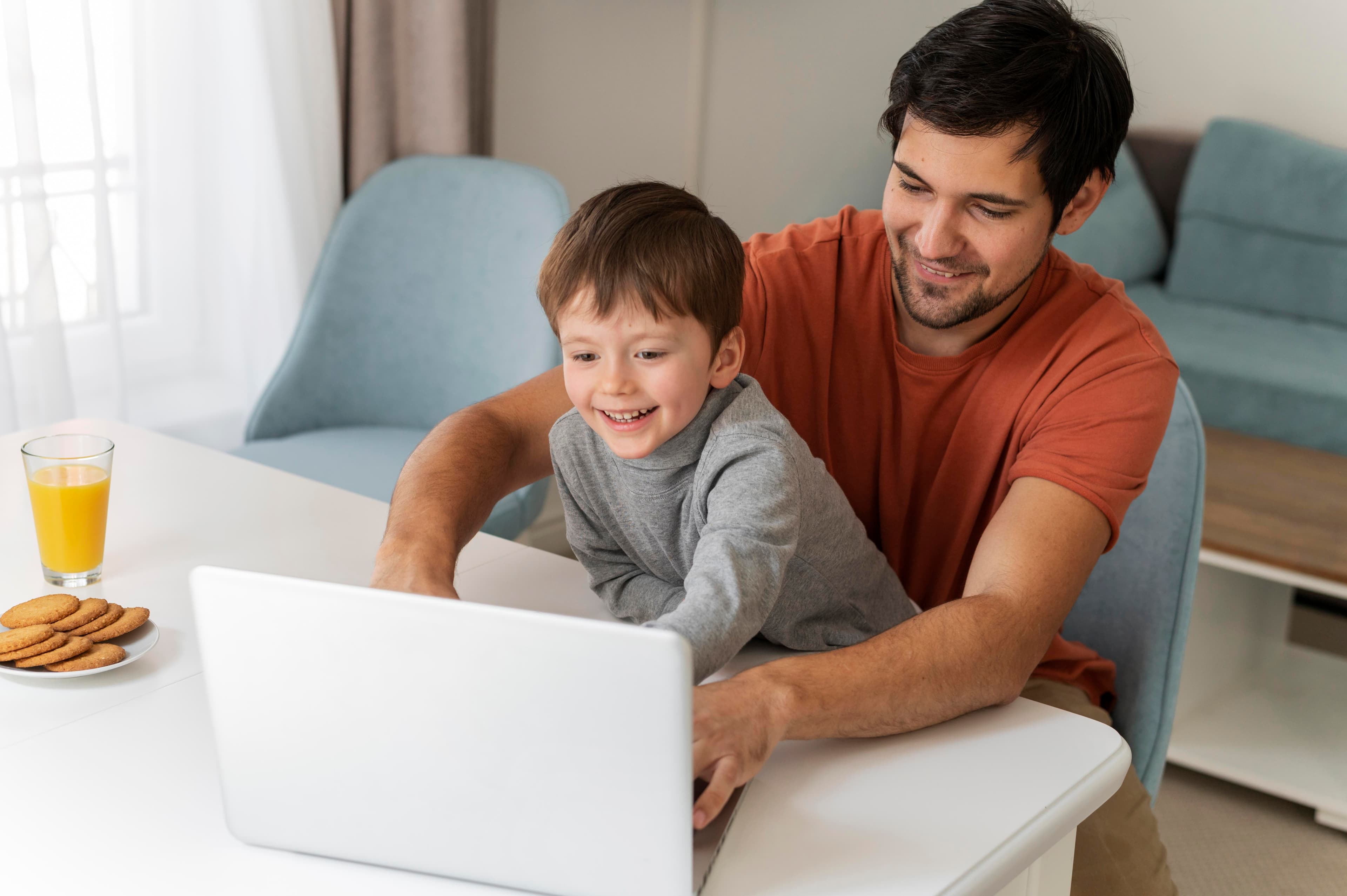 A child safely using Mira with a parent nearby